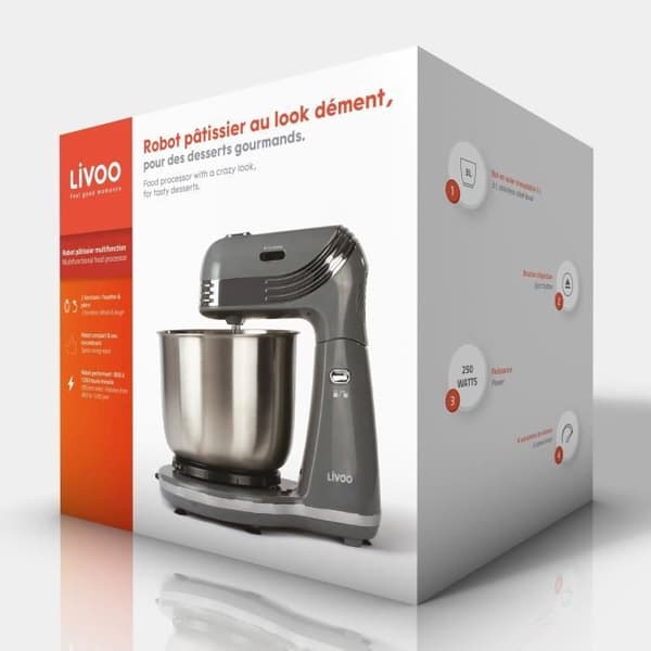 LIVOO DOP137G multifunktionsbakelserobot - 3L skål i rostfritt stål - 6 hastigheter