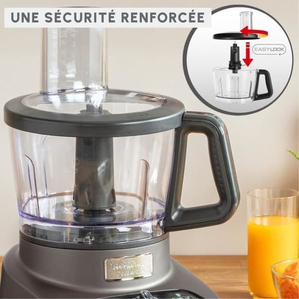 MOULINEX Double Force multifunktionsrobot + 10 tillbehör, 1000 W, 2 L mixer, 31 funktioner, titanblad FP825E10
