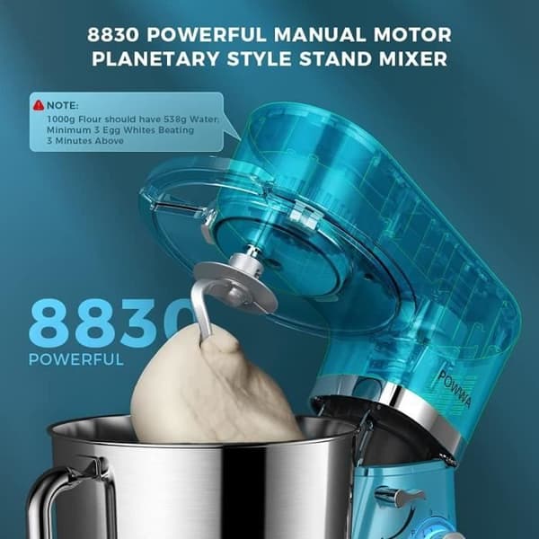 Robot Pâtissier - POWWA - 1500W - Tyst - Skål 6.2L - Multifunktion 3 i 1