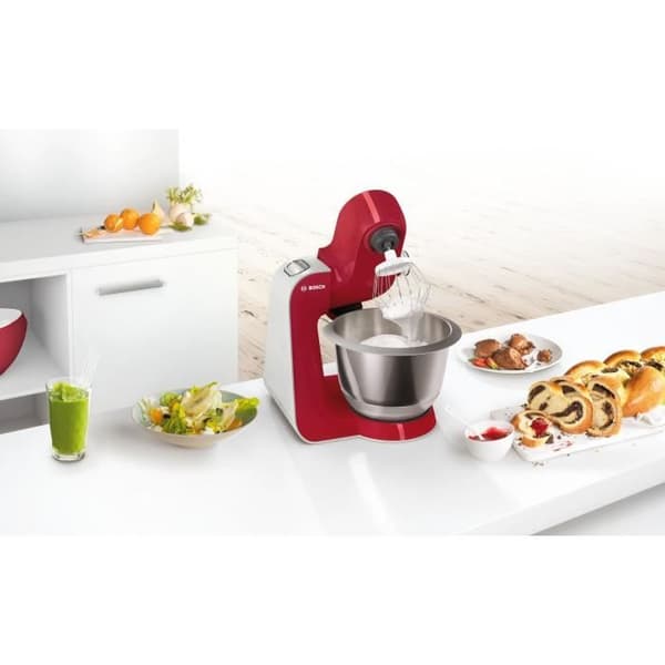 Matberedare - BOSCH Köksmaskin MUM5 - Mörkröd/silver - 1000W-7 hastigheter+puls - 3,9L mixerskål i rostfritt stål