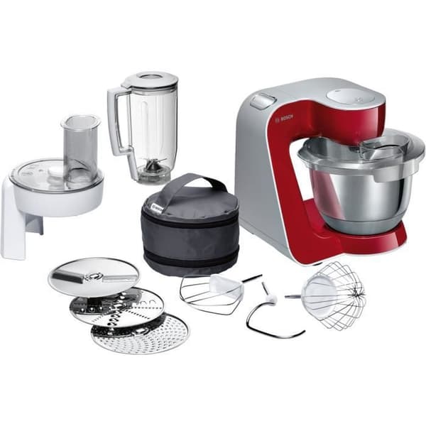 Matberedare - BOSCH Köksmaskin MUM5 - Mörkröd/silver - 1000W-7 hastigheter+puls - 3,9L mixerskål i rostfritt stål
