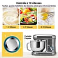 Miniatyrbild 3 av 4: INN Robot patissier 1000W 5L med 6 hastigheter och 3 utbytbara huvuden, degmaskin elektrisk mixer med stativ elvisp