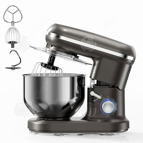 INN Robot patissier 1000W 5L med 6 hastigheter och 3 utbytbara huvuden, degmaskin elektrisk mixer med stativ elvisp