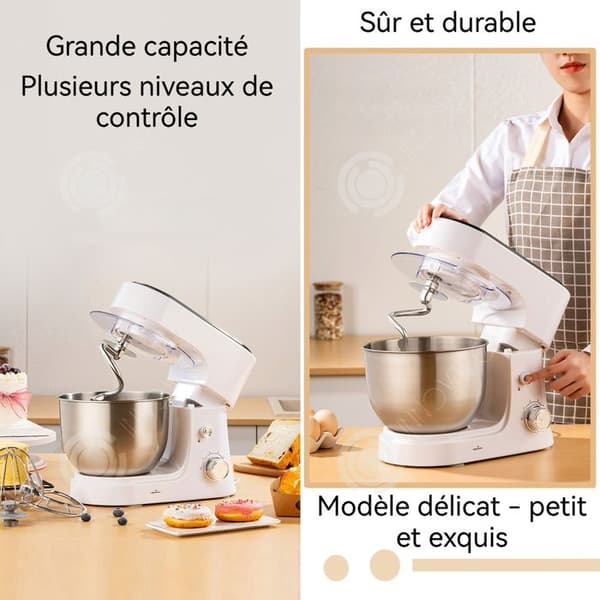 INN Robotpatissier 4l 600w med 6 hastigheter och 3 utbytbara huvuden med elektrisk visp, elektrisk mixer, deghandlingsmaskin