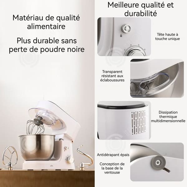 INN Robotpatissier 4l 600w med 6 hastigheter och 3 utbytbara huvuden med elektrisk visp, elektrisk mixer, deghandlingsmaskin