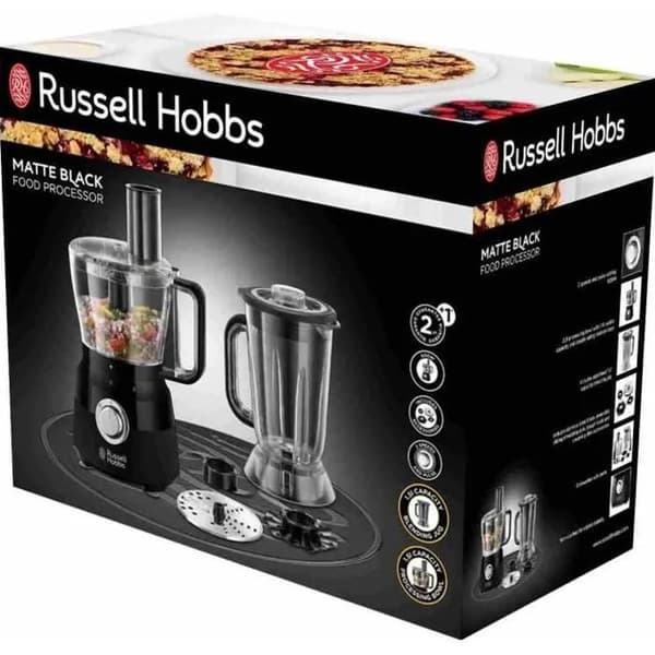 Multifunktionsrobot - RUSSELL HOBBS - Mattsvart 24732-56 - 600 W - 2,5 L skål - Rostfria blad - Vändbar skiva - Mattsvart