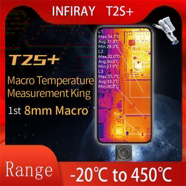 T2S+-lämpökamera 256×192 älypuhelimelle Type-C-liitin PCB-lattialämmön tarkastus infrapunalämpökamera