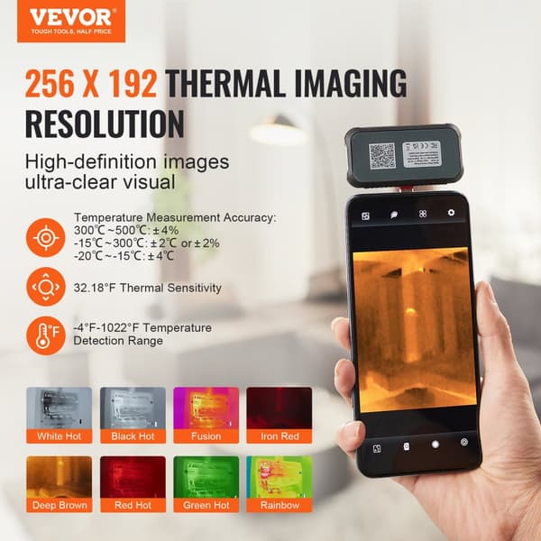 Termisk Billedkamera, 256 x 192 IR Opløsning, 25Hz Opdateringshastighed, Orange