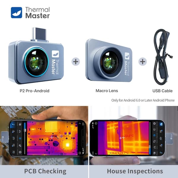 P2 Termisk Imager, 256 × 192 IR Upplösning, -20℃ till 600℃ Mätområde,P2proAndroid