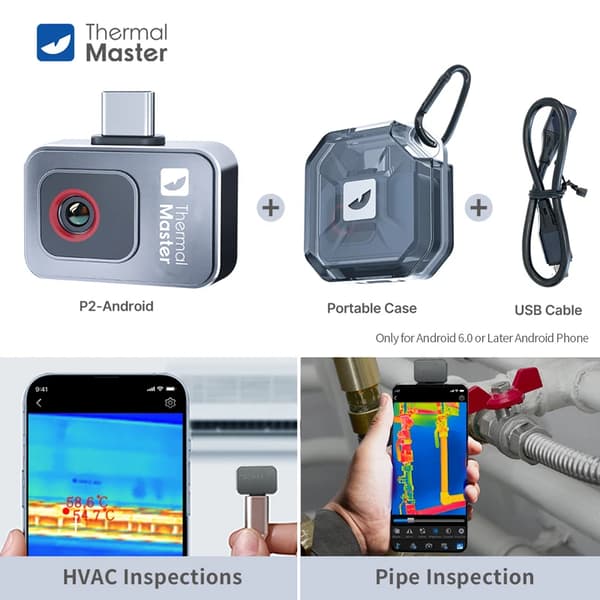 P2 Termisk Imager, 256 × 192 IR Upplösning, -20℃ till 600℃ Mätområde,P2Android