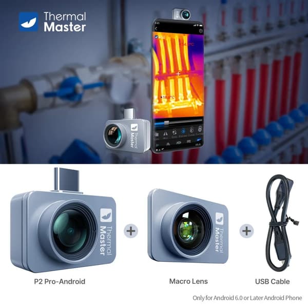 P2Pro Termisk Imager, 256x192 IR Upplösning, -20℃ till 600℃ Mätområde,P2PROAndroid-kit