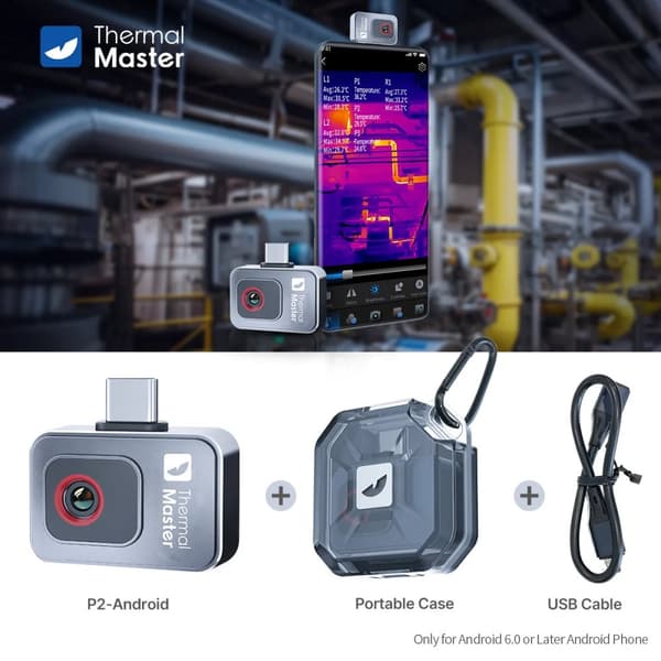 P2Pro lämpökamera, 256x192 IR-resoluutio, -20℃ - 600℃ mittausalue,P2Android