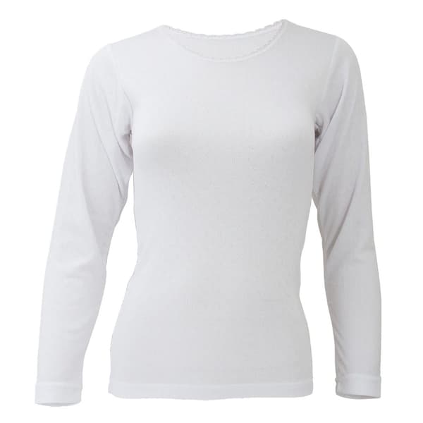 FLOSO Ladies/Womens Thermal Underwear Long Sleeve T-Shirt (Viscose Premium Range) White Chest 32-34inch (GB 8-10)