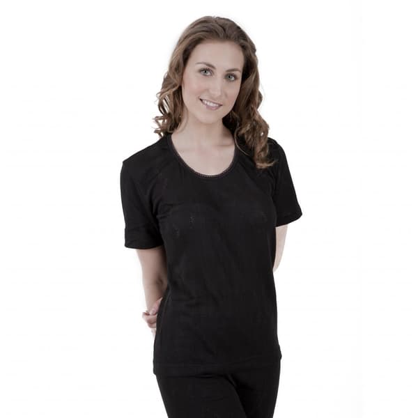 Ladies Thermal Wear Short Sleeve T Shirt Polyviscose Range (British Made) Black Bust Fit: 42-44inch (18-20)