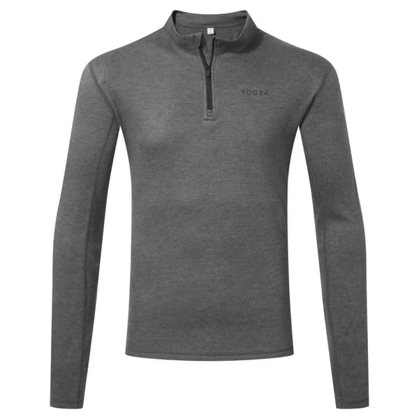 TOG24 Mens Meru Zip Neck Thermal Top Dark Grey Marl L
