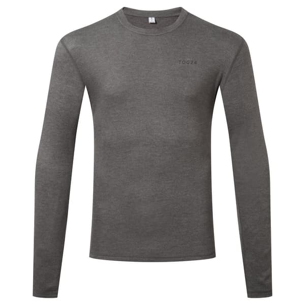 TOG24 Mens Cashmere Touch Crew Neck Thermal Top Dark Grey Marl XL