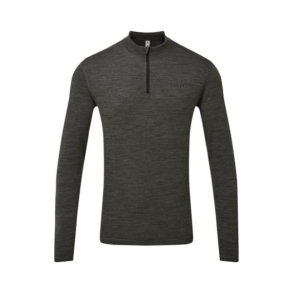 TOG24 Mens Nevis Merino Wool Zip Neck Base Layer Top Grey Marl M
