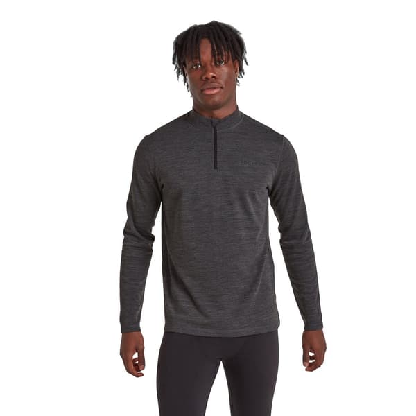 TOG24 Mens Nevis Merino Wool Zip Neck Base Layer Top