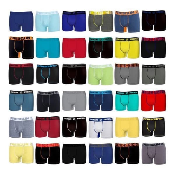 FREEGUN överraskningspaket med herrboxers, herrtrosor, design och färg vald slumpmässigt (Pack of 3) -