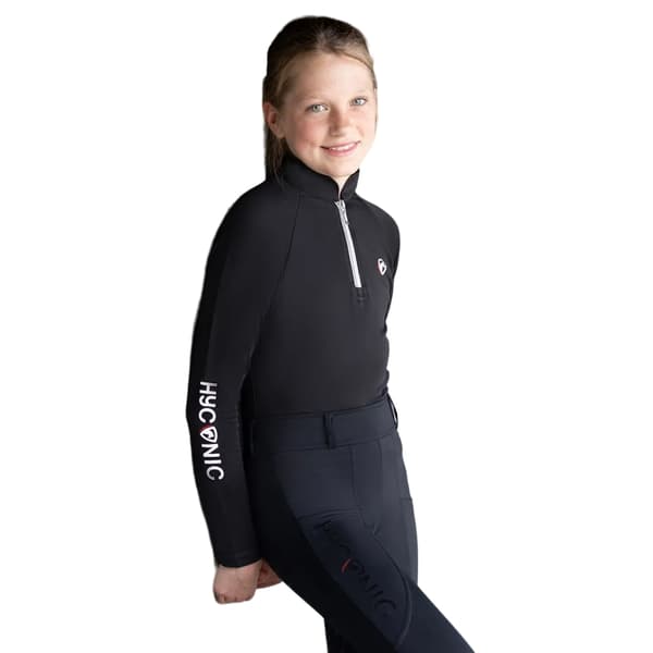 HYCONIC Underställströja med kvartsdragkedja med logotyp för barn/ungdomar Black 11-12 Years