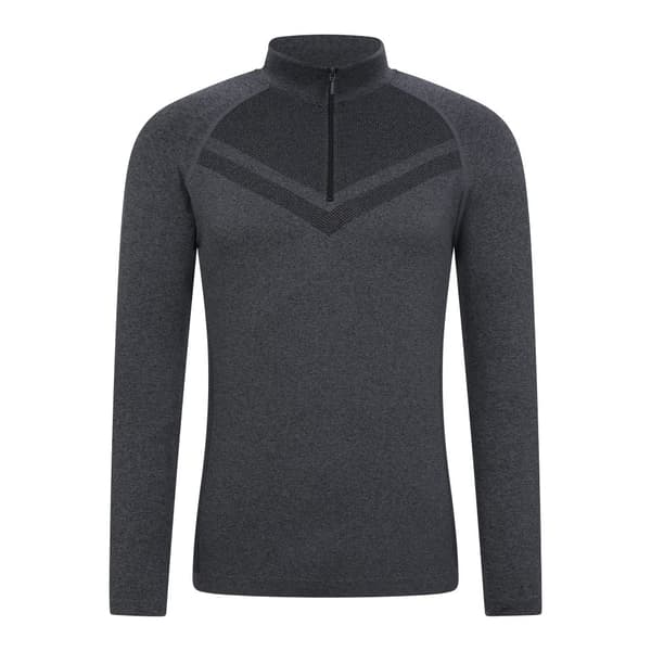 Mountain Warehouse Mens Ventina Seamless Zip Neck Base Layer Top Charcoal M-L