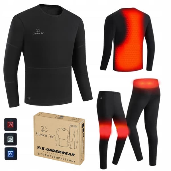 E-UNDERWEAR MAN miesten lämpöalushousut lämmitettävät setti koko L