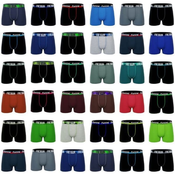 FREEGUN överraskningspaket med herrboxers, herrtrosor, design och färg vald slumpmässigt (Pack of 3) -