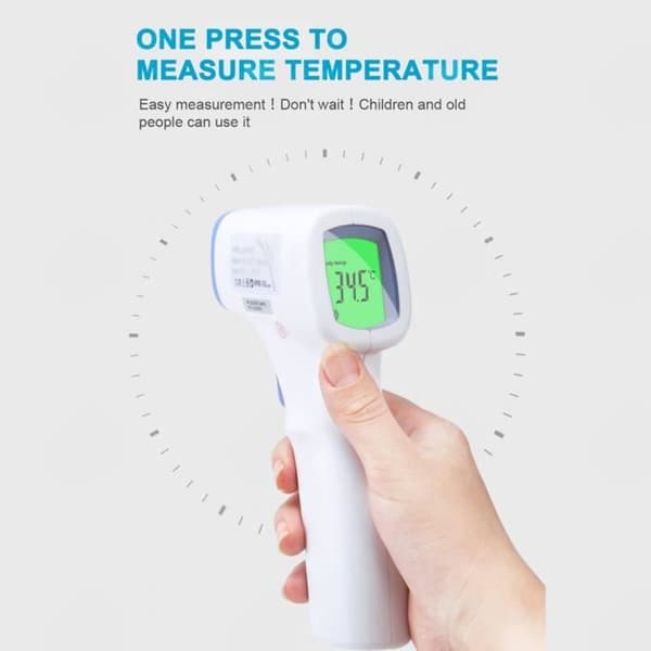 HTBE® Beröringsfri infraröd termometer trefärgad bakgrundsbelysning ultrasnabb och exakt avläsning professionell panntermometer