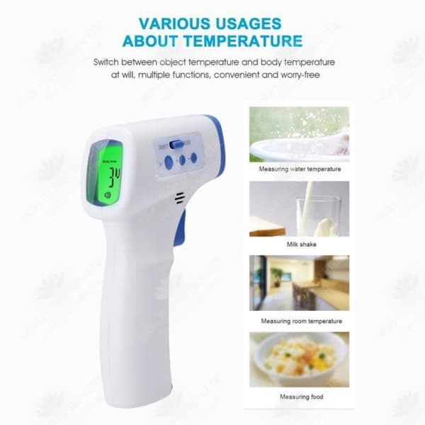 HTBE® Beröringsfri panntermometer trefärgad bakgrundsbelysning professionell infraröd termometer med ultrasnabb och exakt avläsning