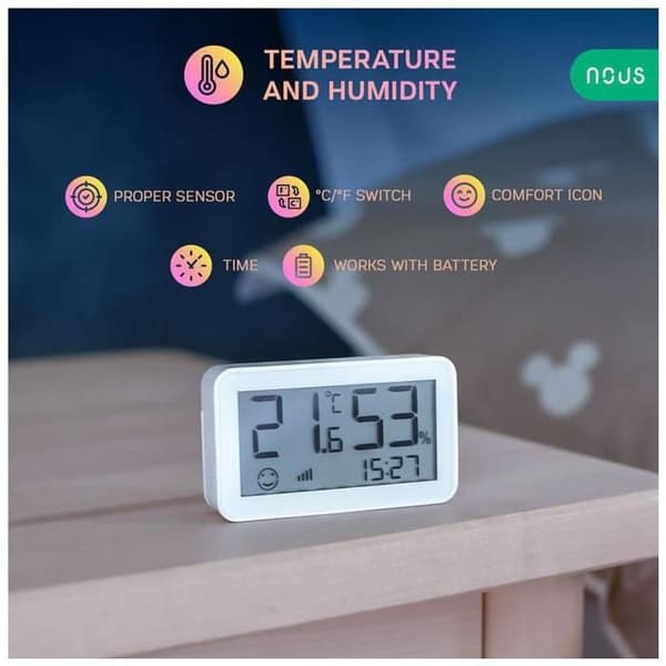 Nous E6 LCD Zigbee Intelligent temperatur- och fuktsensor
