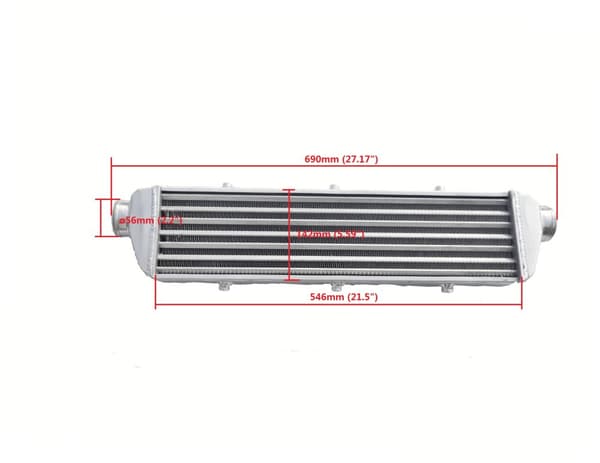 Aluminium Intercooler, 550 x 140 x 50 mm storlek, 2,2" inlopp/utlopp
