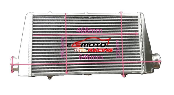 Universel Turbo Front Mount Intercooler, 470x290mm Kerne Størrelse, 76mm Rør Diameter, Holdbart Aluminium