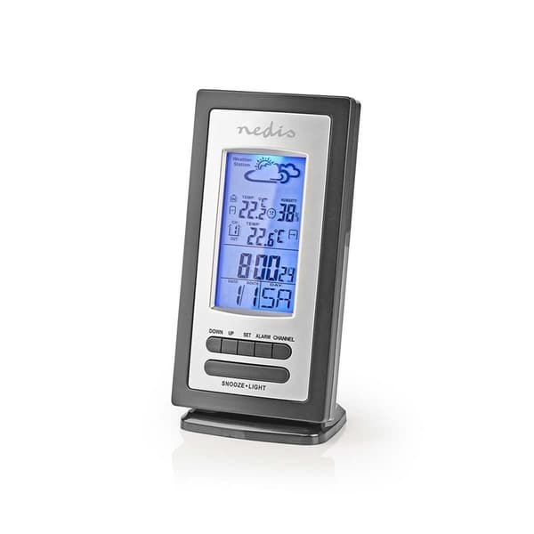 Nedis vejrstation | Indendørs & Udendørs | Inkluderet trådløs vejrsensor | Vejrudsigt | Tidsvisning | LCD Display | Alarmurfunktion