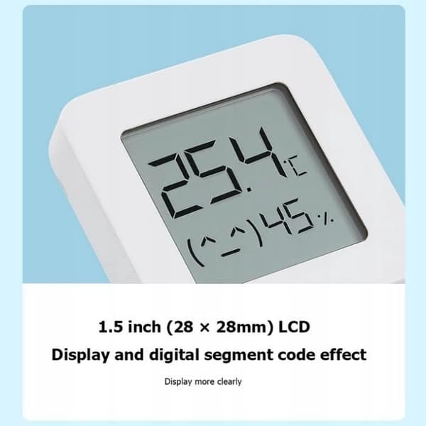 XiaoMi temperatur- och luftfuktighetsmätare, Bluetooth-temperaturfuktighetsdetektor med LCD-skärm Low Power Bluetooth, Vit 2PCS