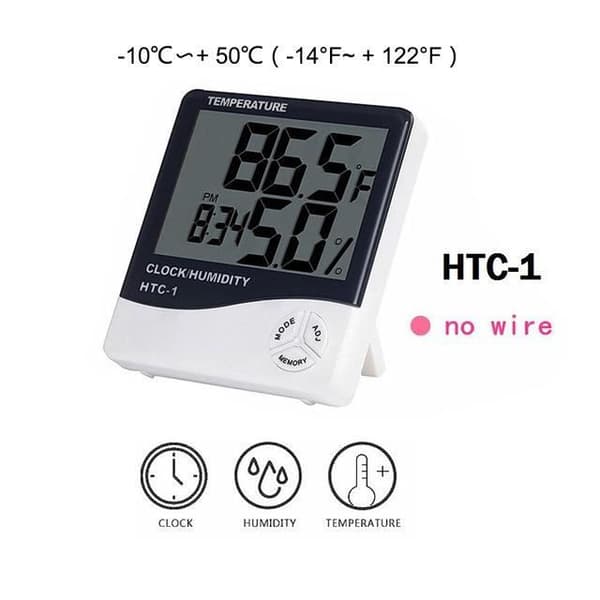 Htc1 - LCD digital elektronisk termometer och hygrometer, temperatur- och luftfuktighetsdisplay, in