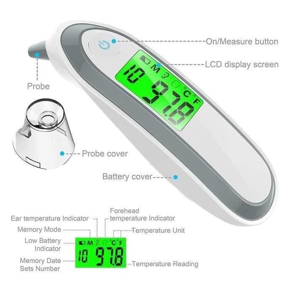 Infraröd pann- och örontermometer, professionell medicinsk digital örontermometer för baby, barn, vuxen