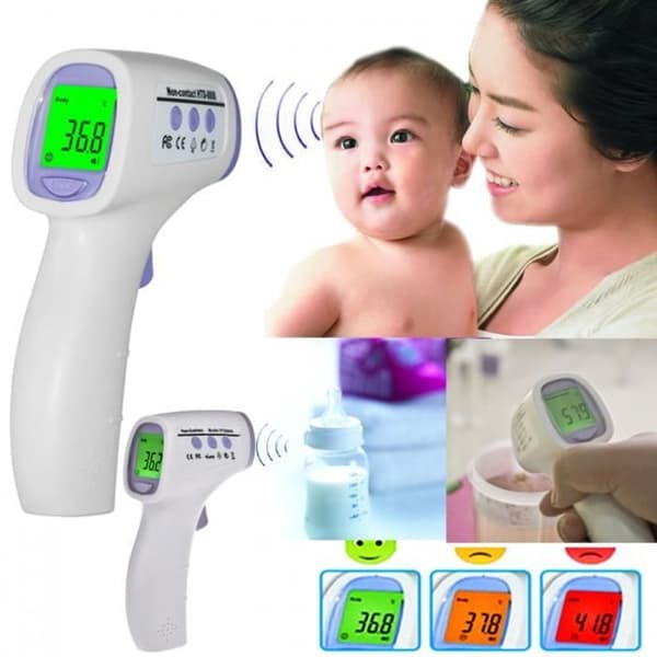Kroppstermometer Beröringsfri digital panna infraröd panntermometer med tre bakgrundsbelysningsfärger