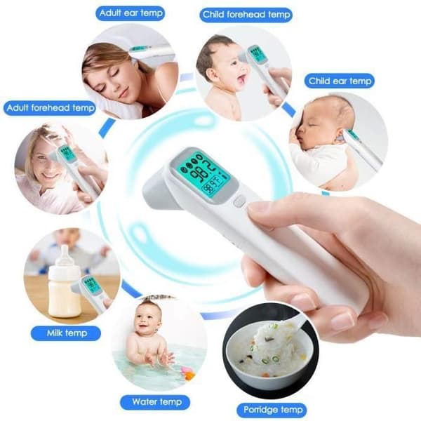 Pann- och örontermometer, digital infraröd termometer för barn, vuxen - grå