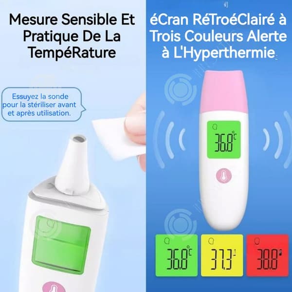 Frontaltermometer INN® 77g 35 minnen Retrobelyst trikolor Dubbelkontaktlös läge Frontalinfrarotermometer