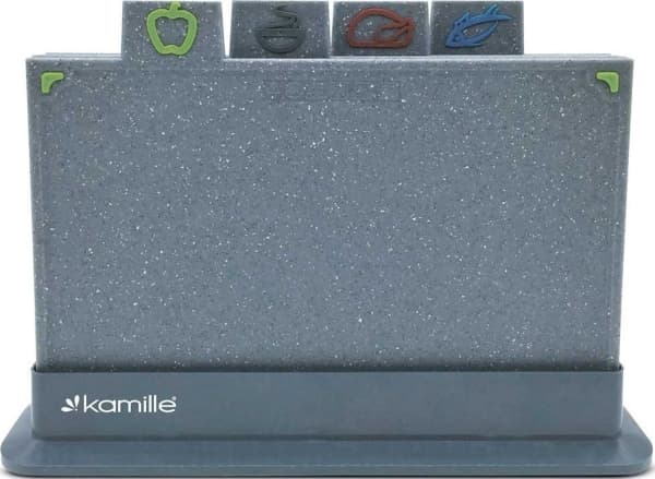 Kamille SET OF 4 MARBLE KITCHEN BOARDS IN A STAND