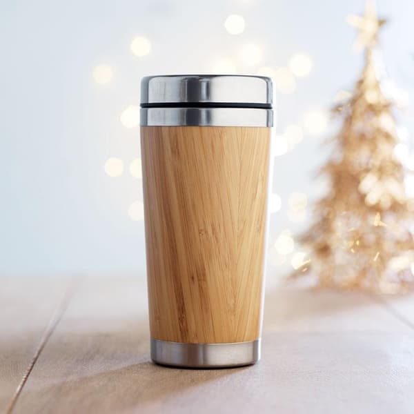 Termosmugg i bambu och rostfritt stål med café cap 400ml