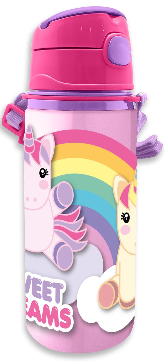Unicorn dryckesflaska med flipp-kork och halsrem flaska