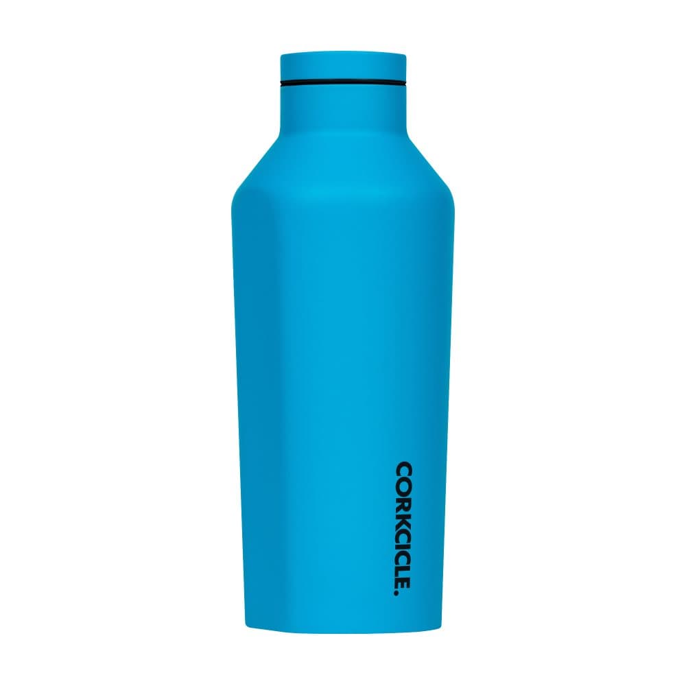 Corkcicle Canteen 265ml (9oz) - NEON BLUE (soft touch) - Insulated thermos bottle BLUE 3 layers