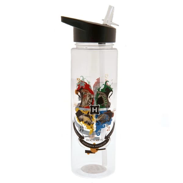 Harry Potter Hogwarts Crest plast vattenflaska Clear/Black/Red One Size