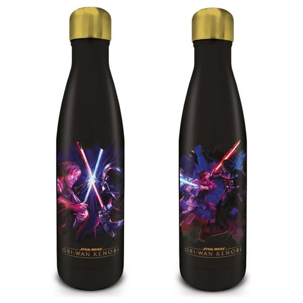 Star Wars: Obi-Wan Kenobi Battle Metal Water Bottle Black/Gold One Size