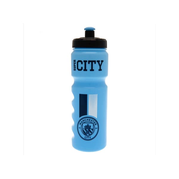 Manchester City FC Super City Crest Plastic Water Bottle Sky Blue/White/Black One Size