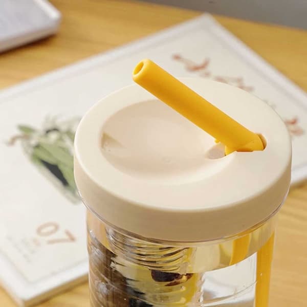 Vattenflaska med Sugrör och Infuser 700ml Genomskinlig