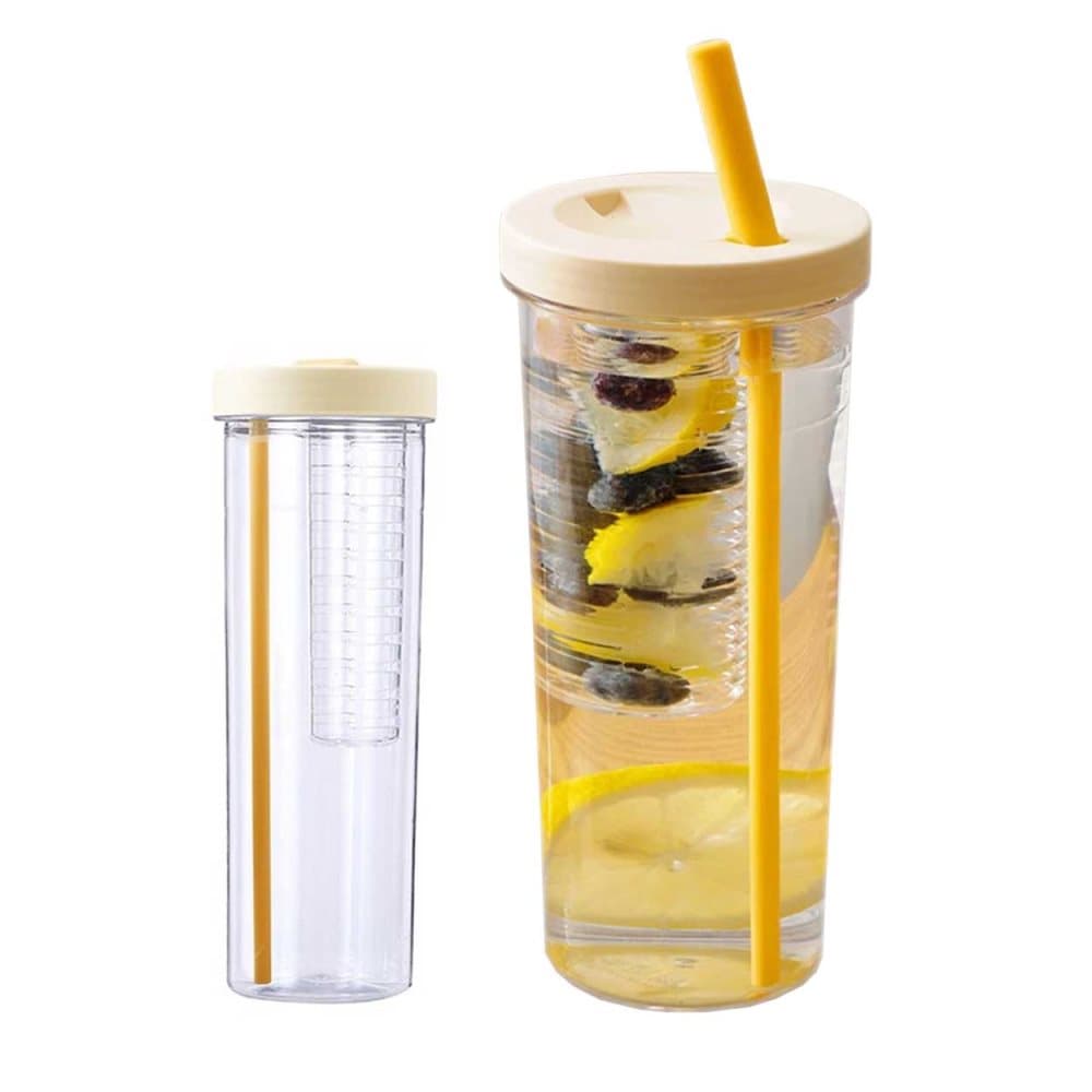 Vattenflaska med Sugrör och Infuser 700ml Genomskinlig
