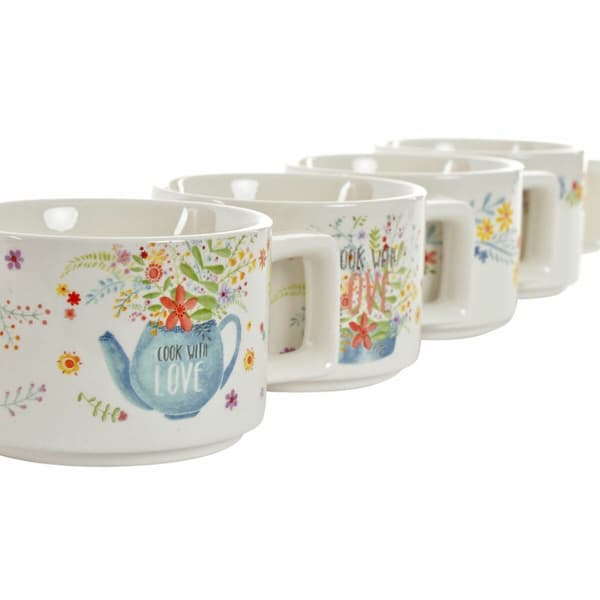 Set med kaffekoppar DKD Home Decor Multicolour Metall Bambu Dolomite 260 ml