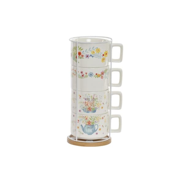 Set med kaffekoppar DKD Home Decor Multicolour Metall Bambu Dolomite 260 ml